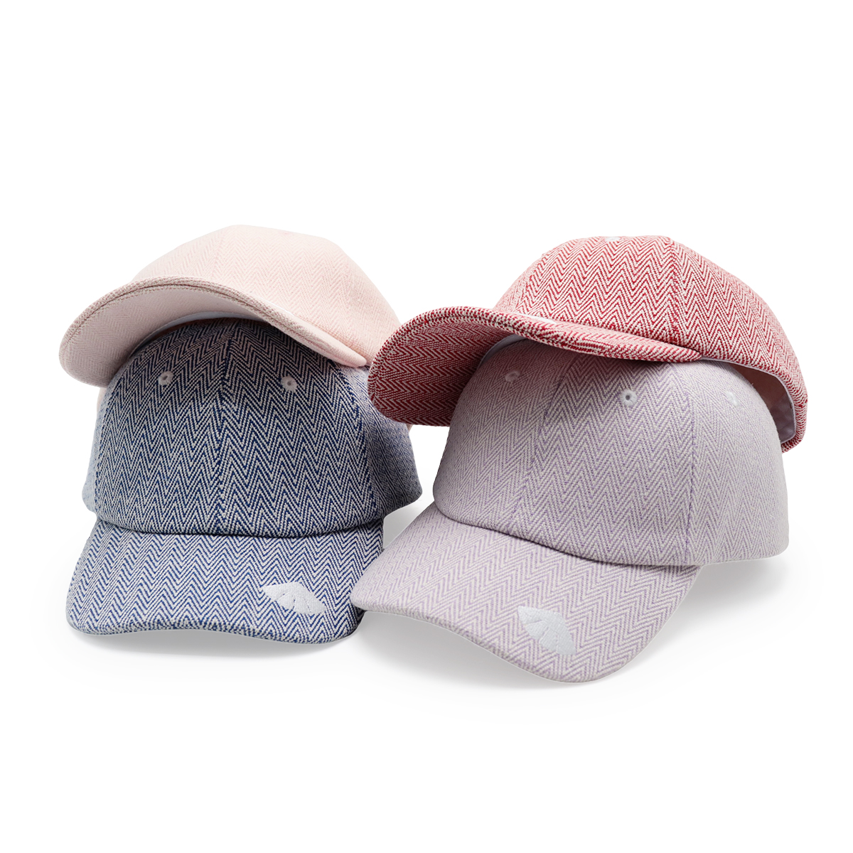 Herringbone Baseball Cap, Adjustable Herringbone Pattern Hat, Embroidered Visor, Unisex Casual Cap (Blue/Red)