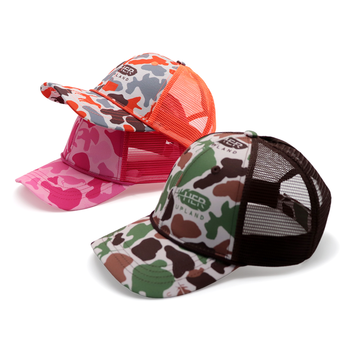 Curved Brim Rope Custom Trucker Hats – Camo Mesh Adjustable Cap Design Your Own Logo