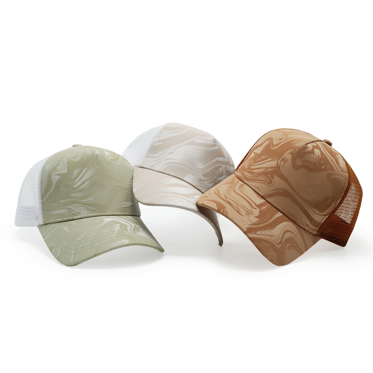 Fitwell Water Ripple Glossy Trucker Cap, Minimalist Mesh Hat, Custom Shiny Effect Outdoor Cap