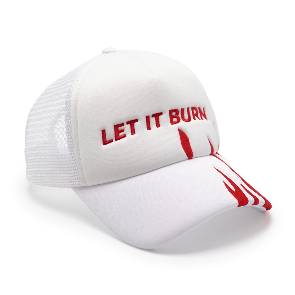 Flame Embroidered Trucker Cap - &quotLET IT BURN