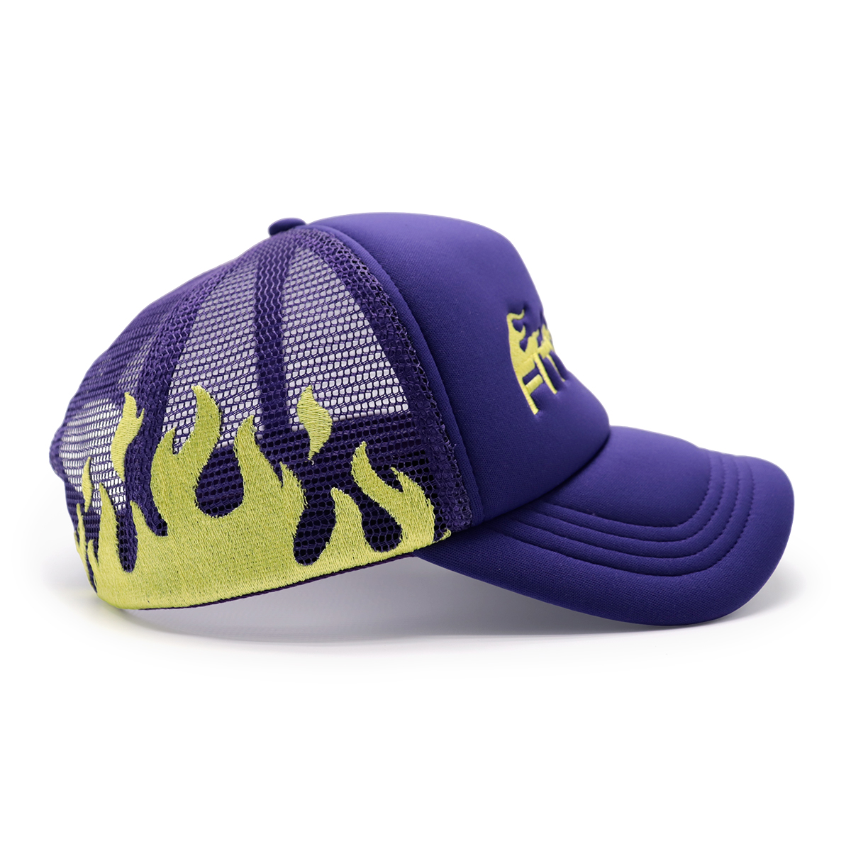 Fitwell Flame Embroidery Trucker Cap Adjustable Mesh Baseball Hat for Men and Women