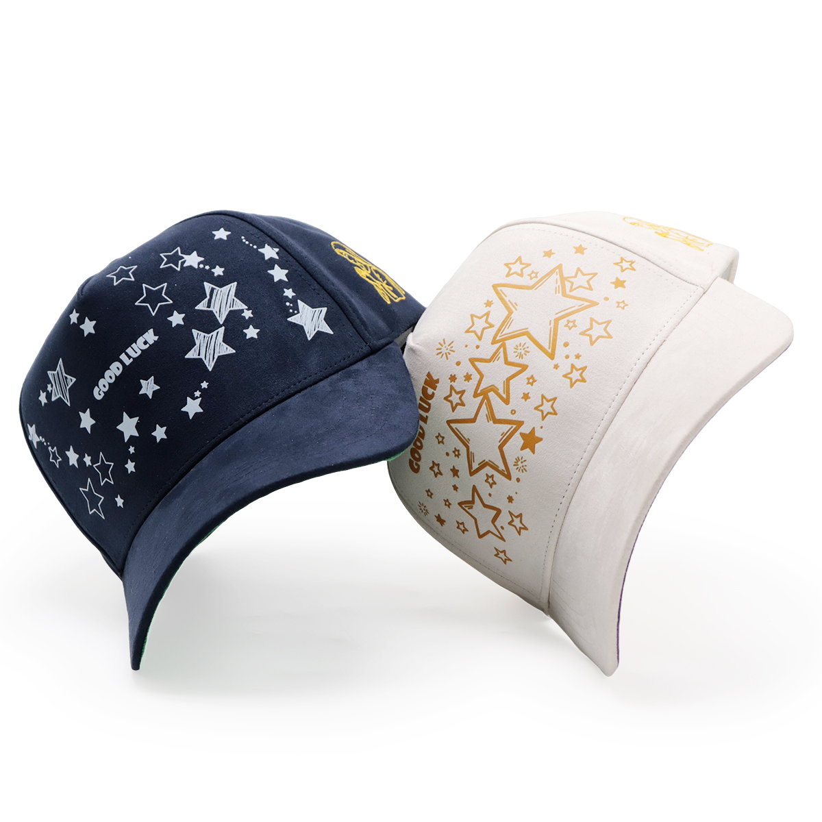 Suede Baseball Cap with English Heat Transfer Logo & Star Pattern, Adjustable Unisex Outdoor Sun Hat (Black/Beige)