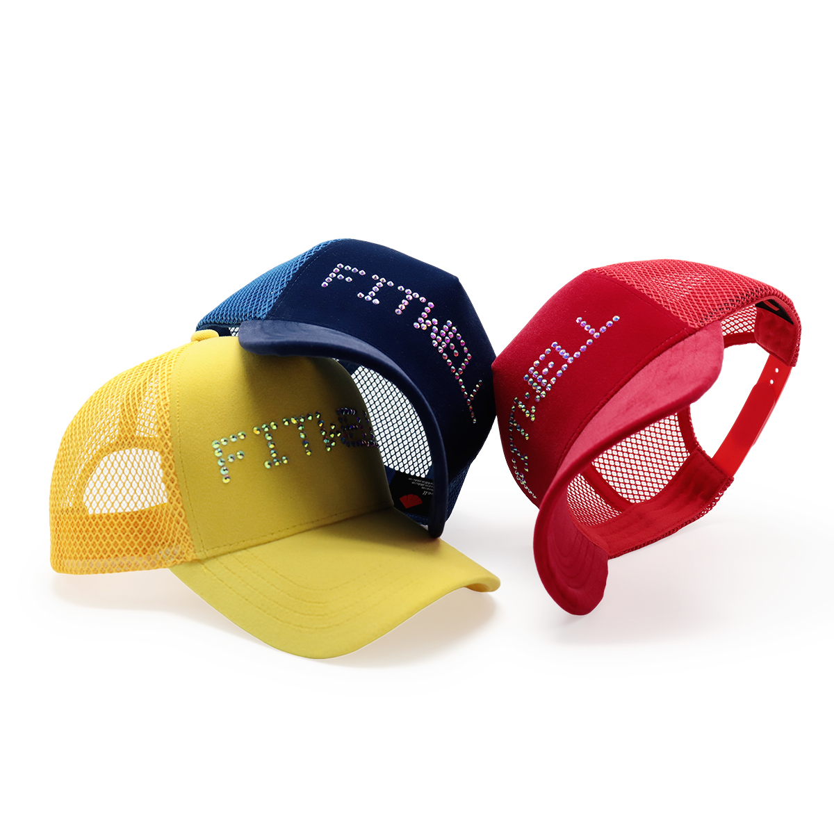 FITWELL Rhinestone Mesh Trucker Cap – Bling Crystal Letter Snapback Hat