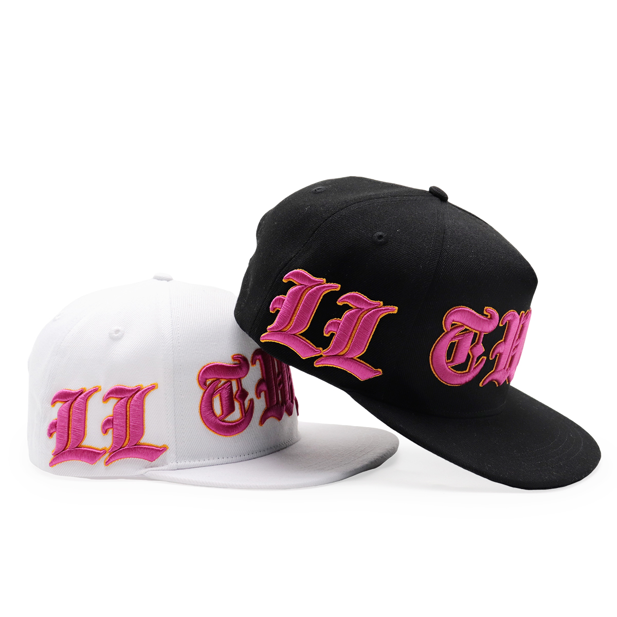 3D Gothic Embroidered Snapback Hat – Black & White