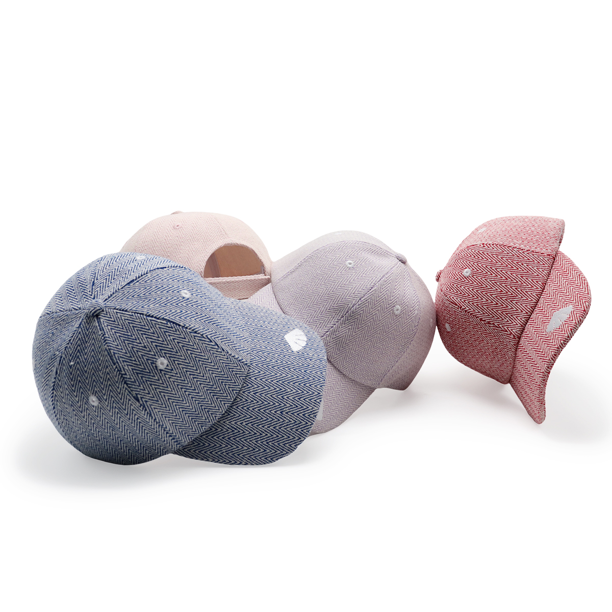 Herringbone Baseball Cap, Adjustable Herringbone Pattern Hat, Embroidered Visor, Unisex Casual Cap (Blue/Red)