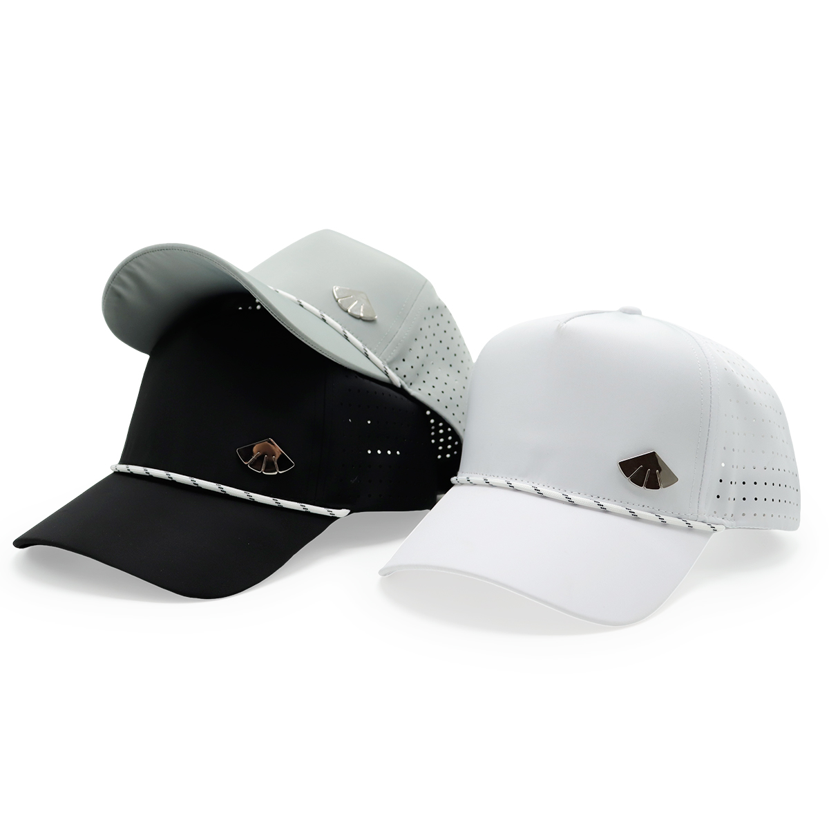 Laser Perforated Baseball Cap with Metal Badge – Adjustable, Breathable, Unisex