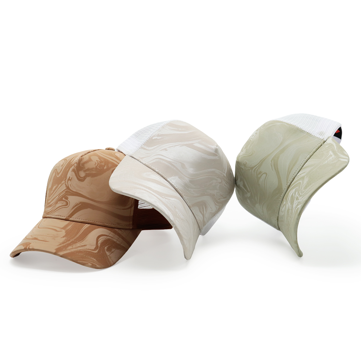 Fitwell Water Ripple Glossy Trucker Cap, Minimalist Mesh Hat, Custom Shiny Effect Outdoor Cap