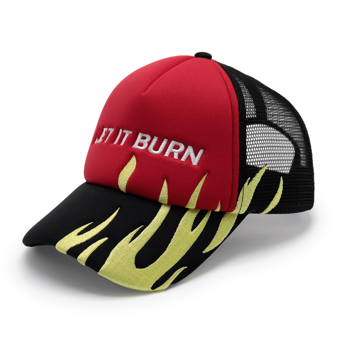 Flame Embroidered Trucker Cap - &quotLET IT BURN