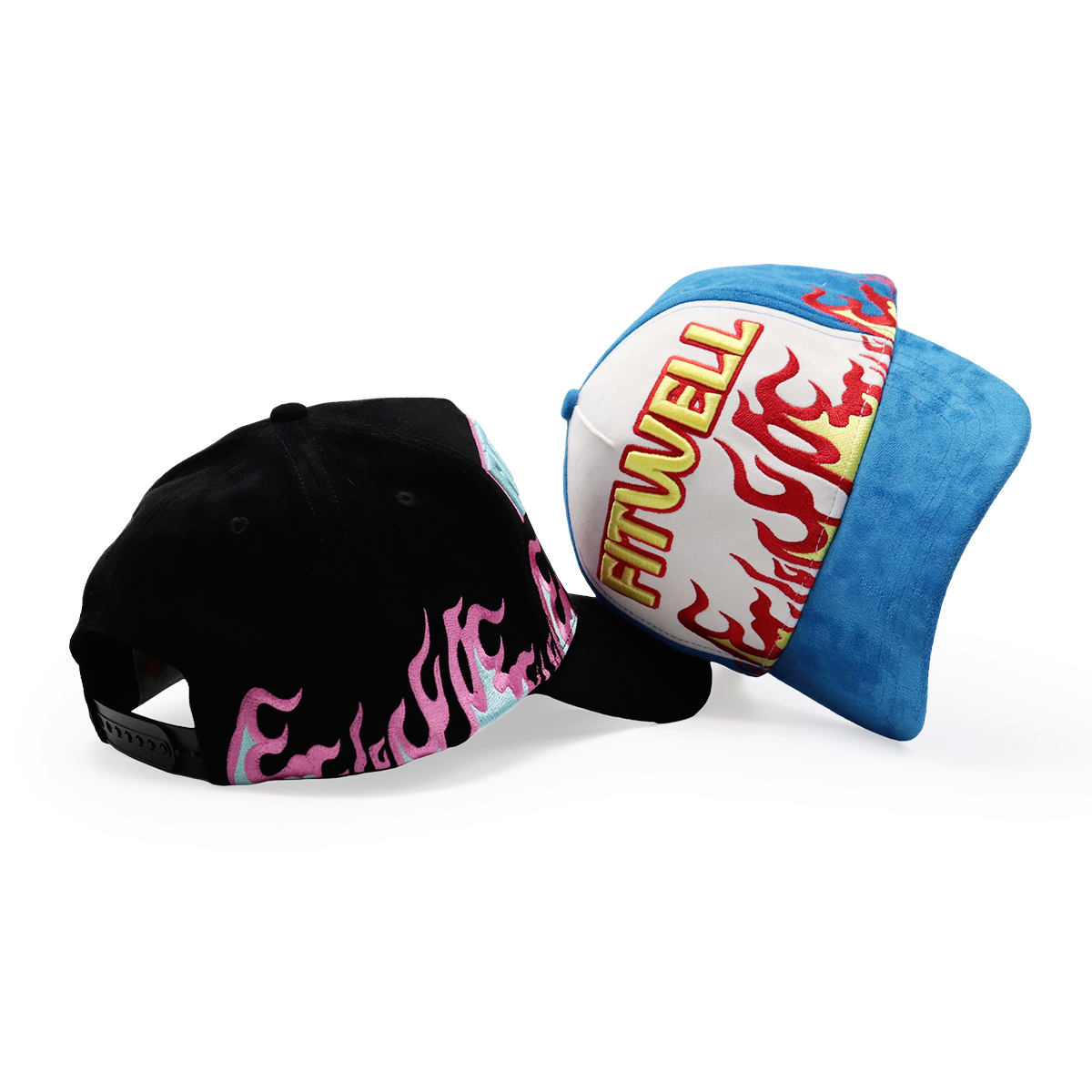 Faux Suede Flame Embroidered Baseball Cap – Trendy Streetwear, Unisex, Adjustable