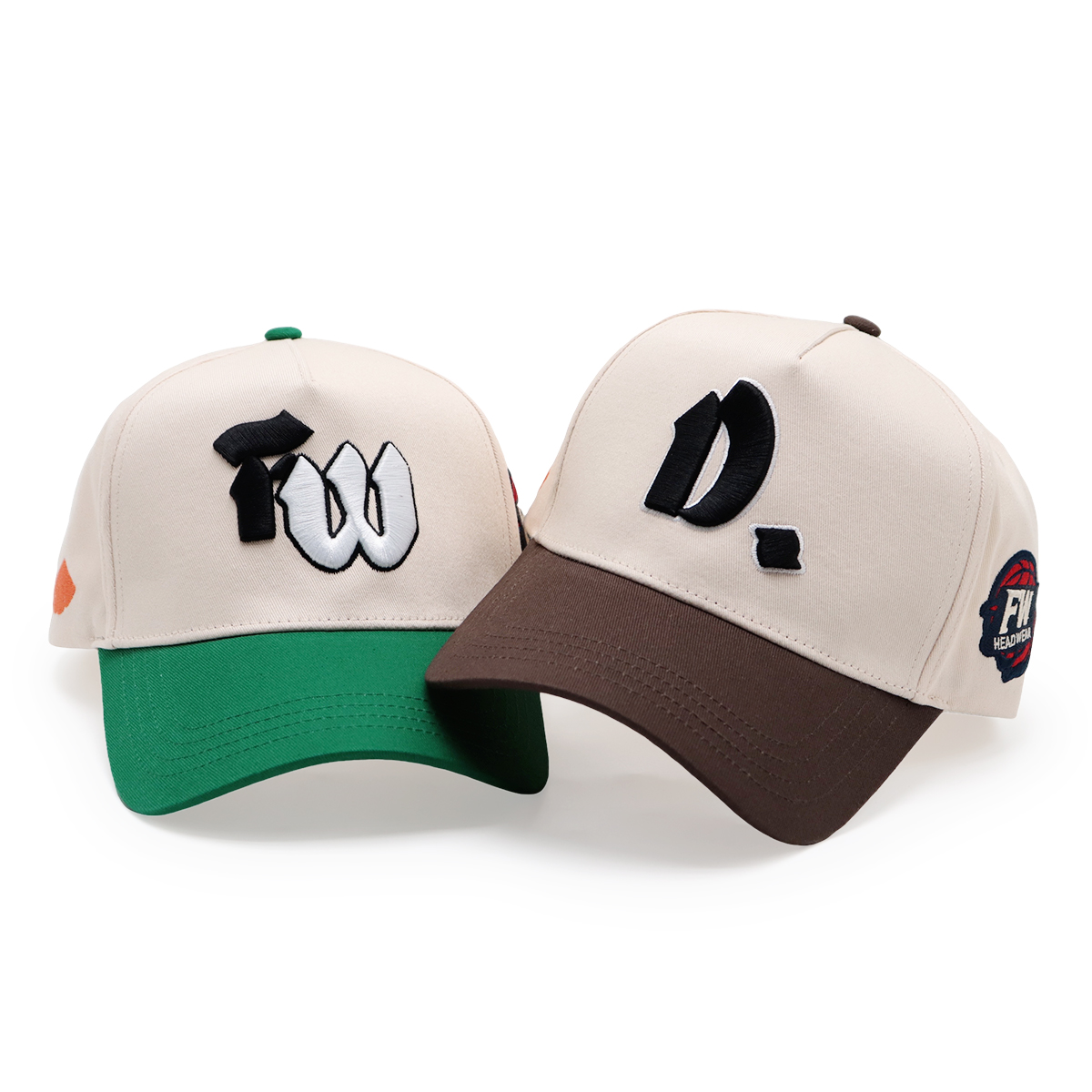 Embroidered Letter Baseball Cap – Retro Contrast Brim Snapback Hat, 3D Letter, Unisex