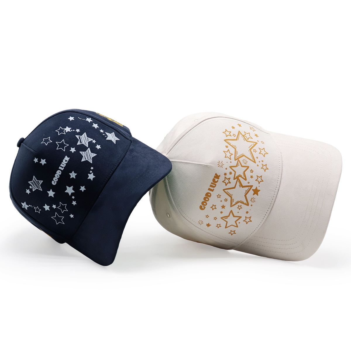 Suede Baseball Cap with English Heat Transfer Logo & Star Pattern, Adjustable Unisex Outdoor Sun Hat (Black/Beige)