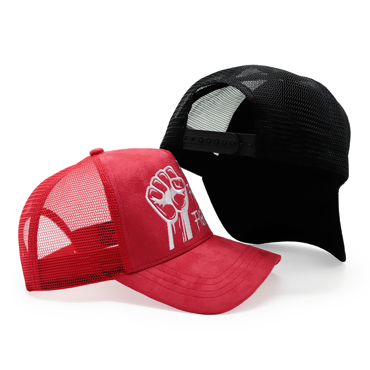 Fitwell Velvet Flat Embroidery Trucker Cap, American Street Style Mesh Hat, Fight Letter Design