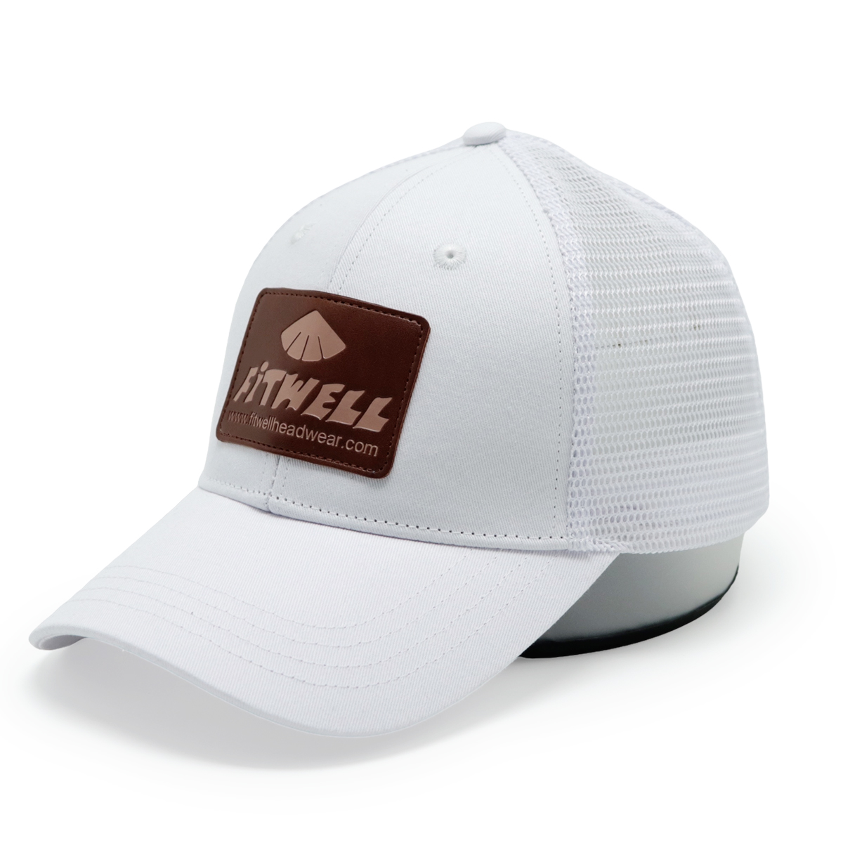 Fitwell Leather Patch Mesh Trucker Hat | Classic Unisex Baseball Cap