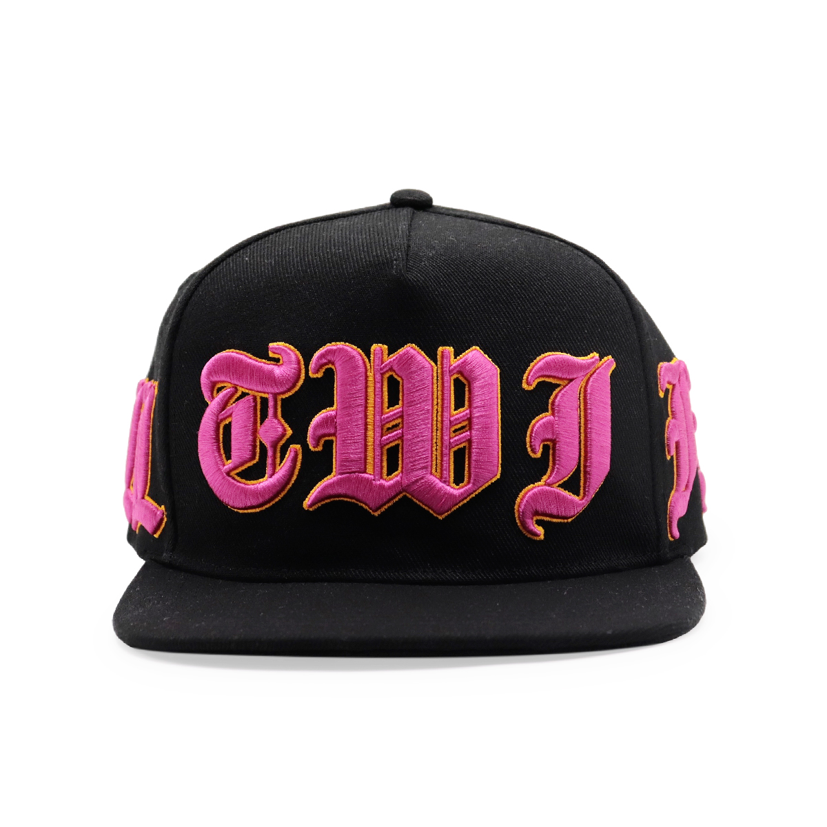 3D Gothic Embroidered Snapback Hat – Black & White