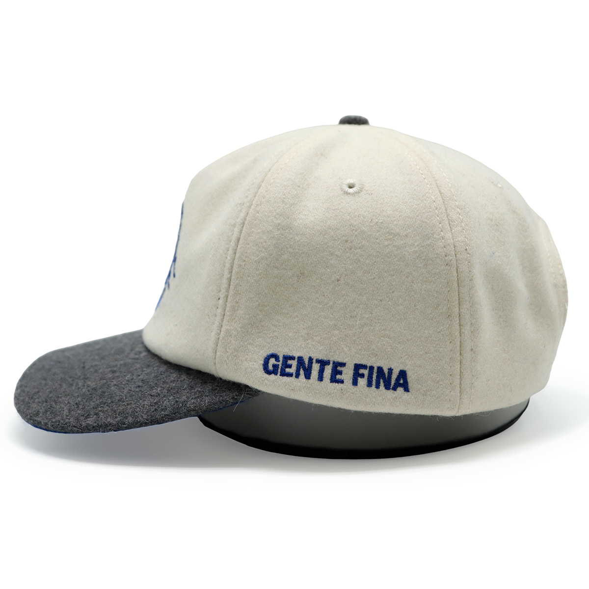 Two-Tone Scorpion Embroidered Wool Baseball Cap – Cream & Charcoal Gray