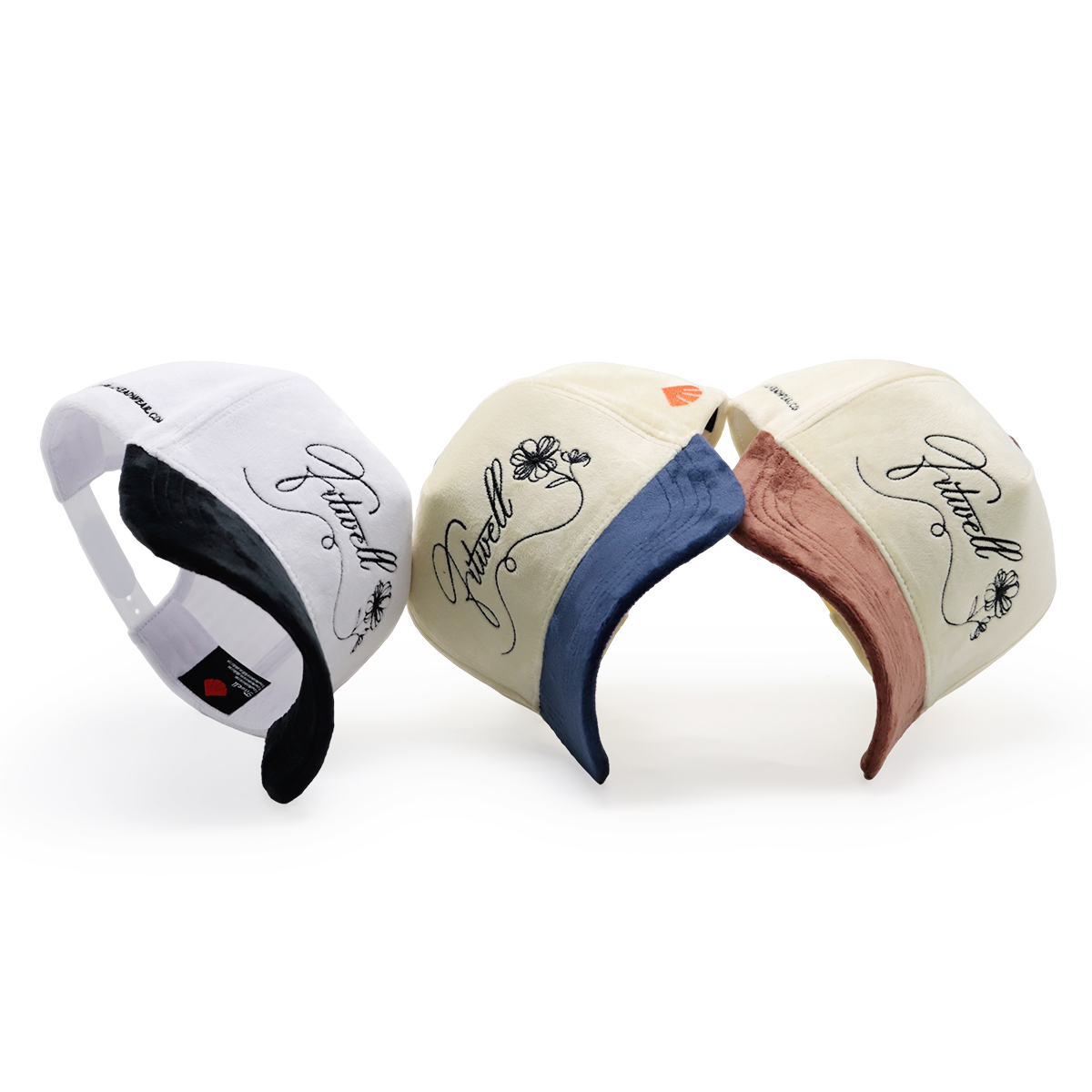 Velvet Embroidered Baseball Cap – Elegant Script & Floral Design, Unisex, Adjustable