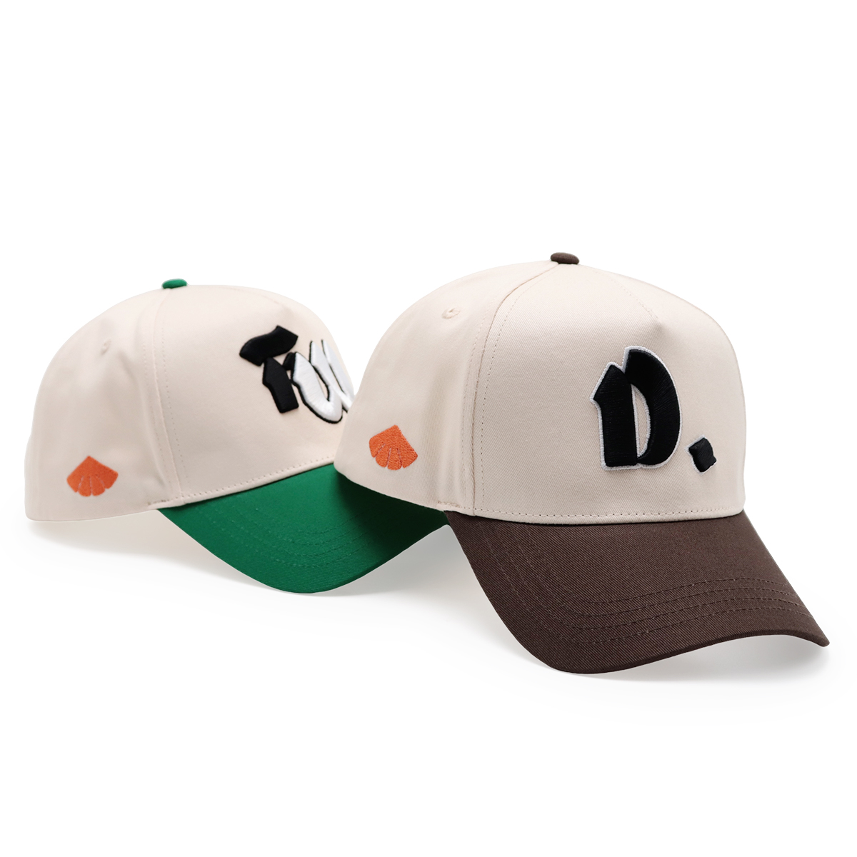 Embroidered Letter Baseball Cap – Retro Contrast Brim Snapback Hat, 3D Letter, Unisex