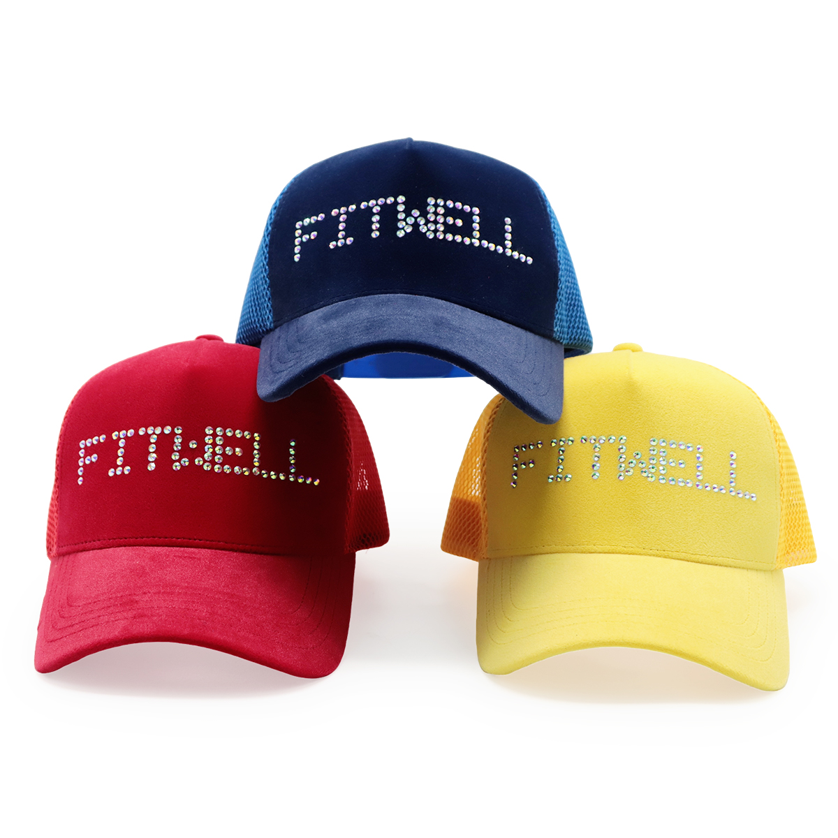 FITWELL Rhinestone Mesh Trucker Cap – Bling Crystal Letter Snapback Hat