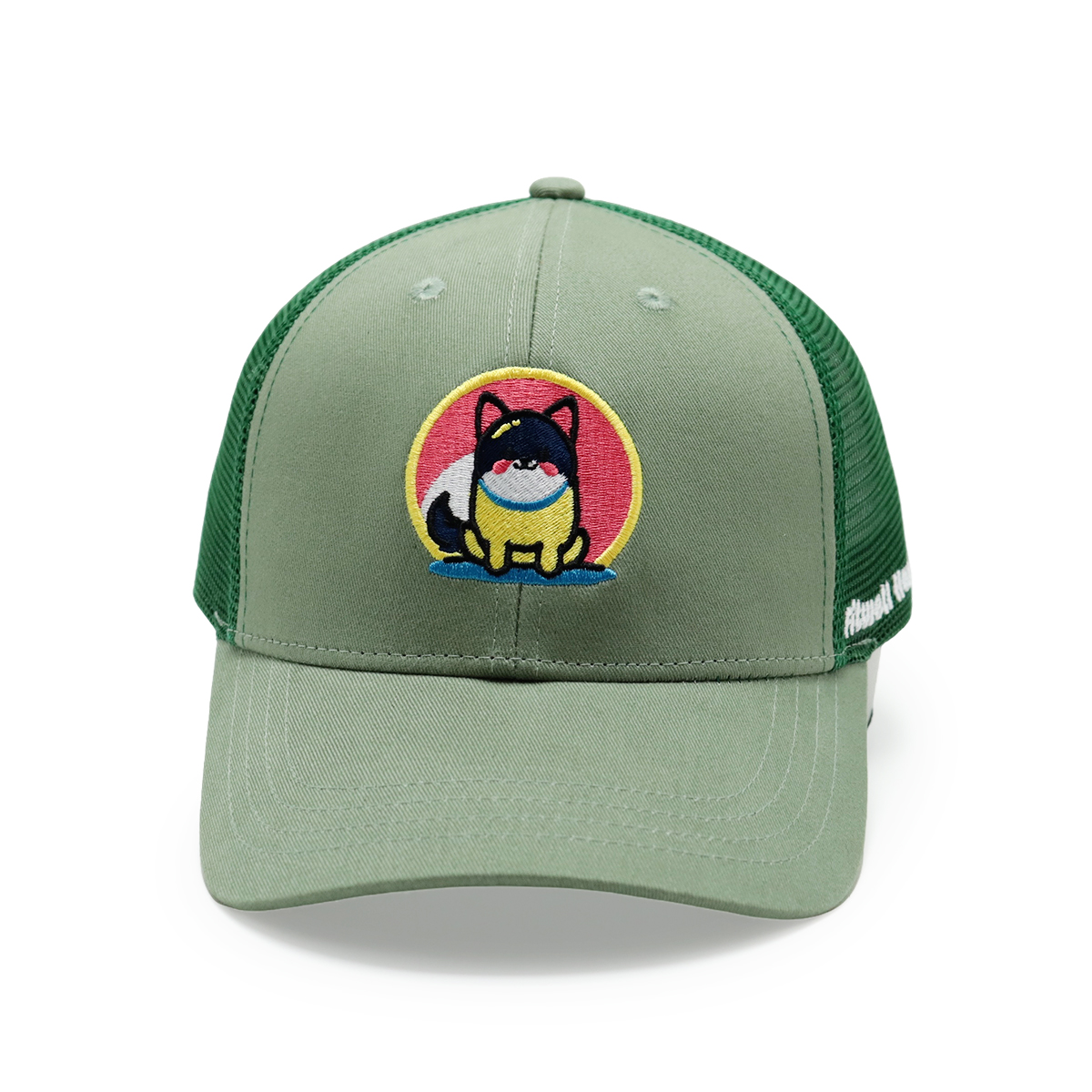 Cute Cartoon Dog Embroidery Mesh Trucker Hat for Adults and Kids