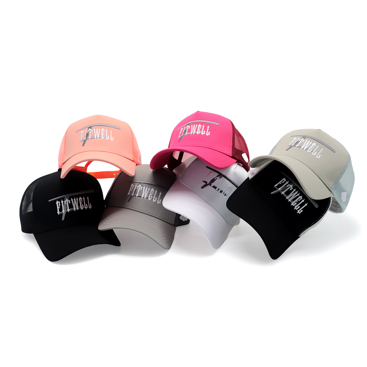 FITWELL Multi-Color Trucker Cap Collection – Embroidered Mesh Snapback Hats