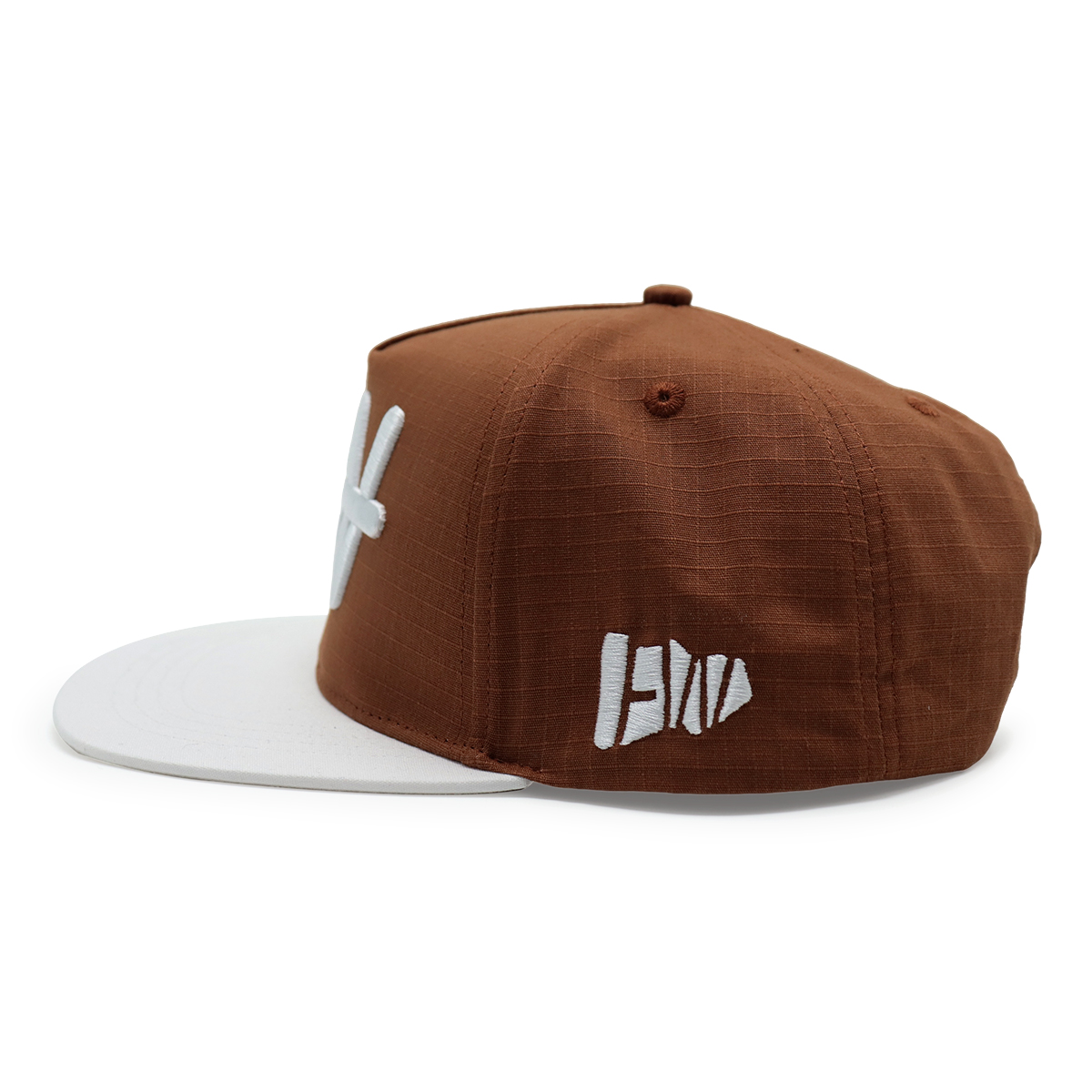 Brown & White FW 3D Embroidered Flat Brim Snapback Hat