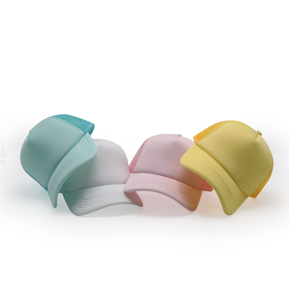 Pastel Color Mesh Trucker Caps – Lightweight Foam Front Summer Baseball Hat (Yellow, Mint, Pink, White)