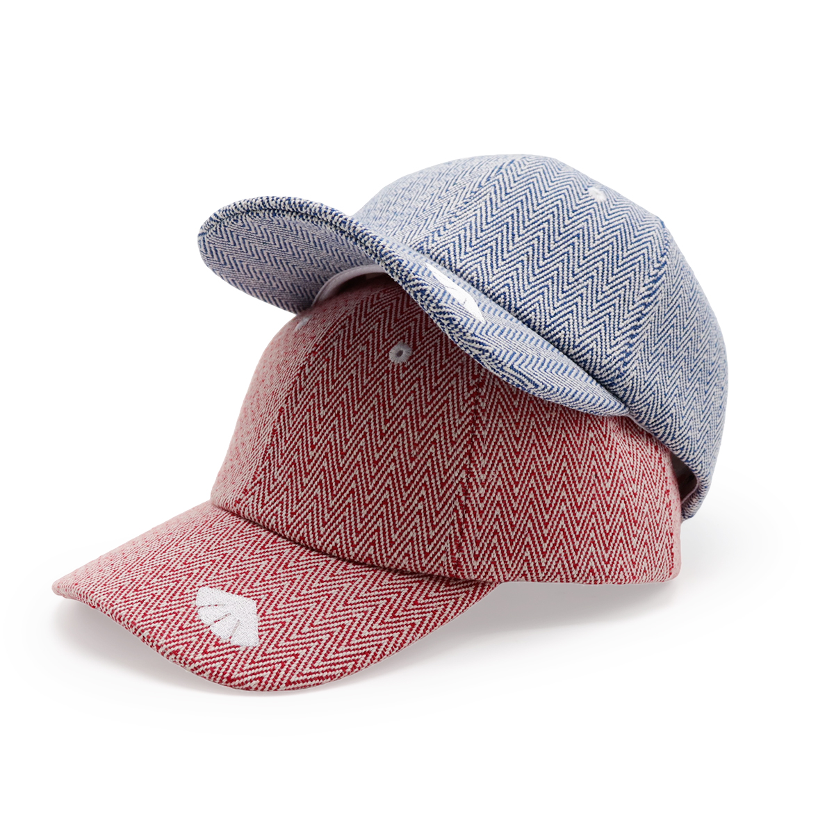 Herringbone Baseball Cap, Adjustable Herringbone Pattern Hat, Embroidered Visor, Unisex Casual Cap (Blue/Red)
