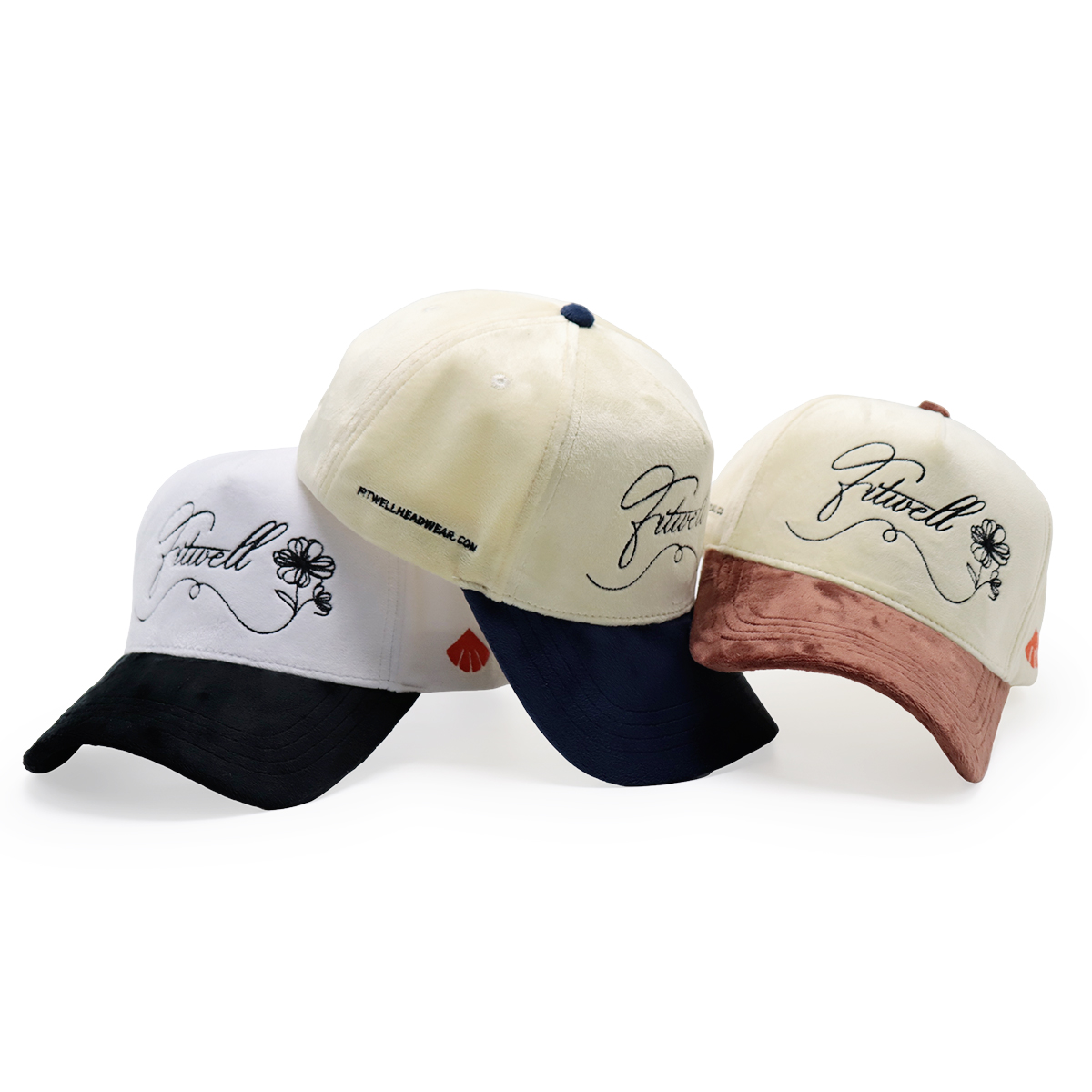 Velvet Embroidered Baseball Cap – Elegant Script & Floral Design, Unisex, Adjustable