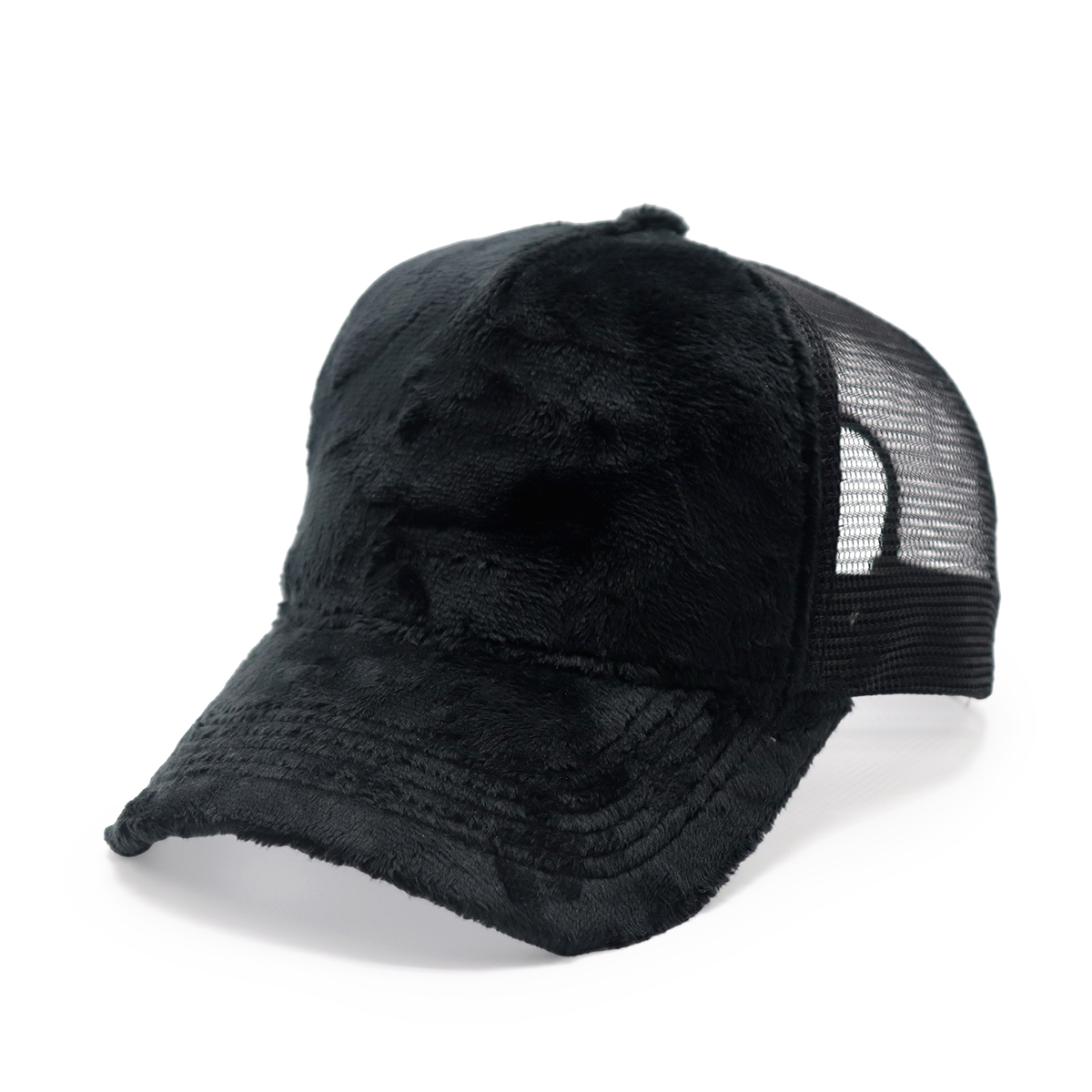 Velvet Mesh Trucker Hat – Soft Plush Front, Breathable Back, Custom Colors