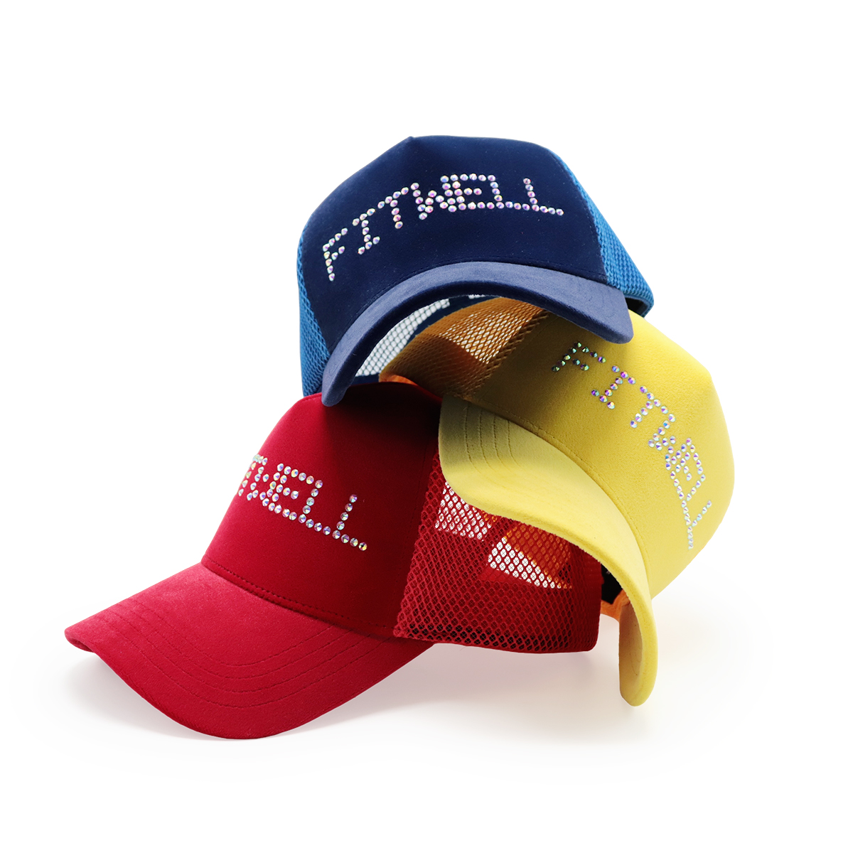 FITWELL Rhinestone Mesh Trucker Cap – Bling Crystal Letter Snapback Hat