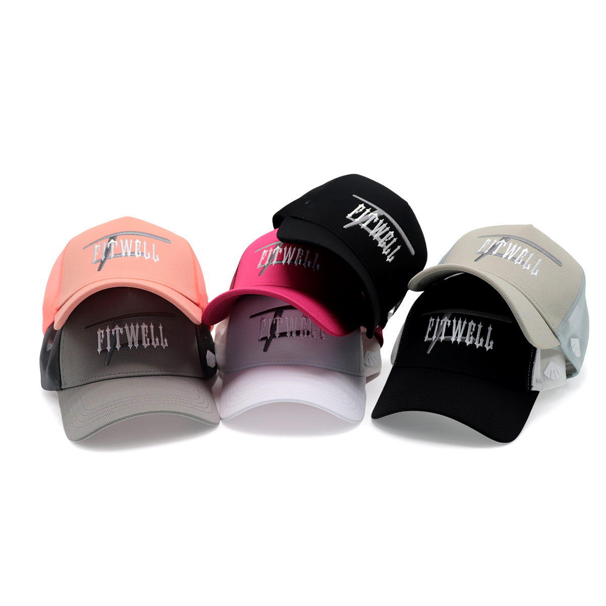 FITWELL Multi-Color Trucker Cap Collection – Embroidered Mesh Snapback Hats