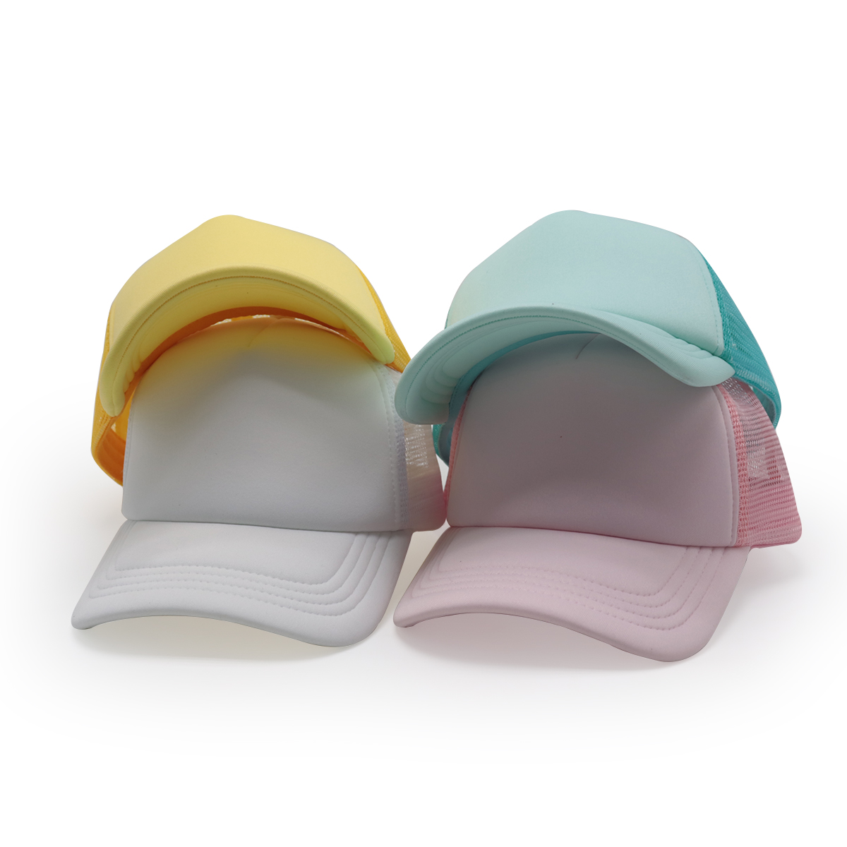 Pastel Color Mesh Trucker Caps – Lightweight Foam Front Summer Baseball Hat (Yellow, Mint, Pink, White)