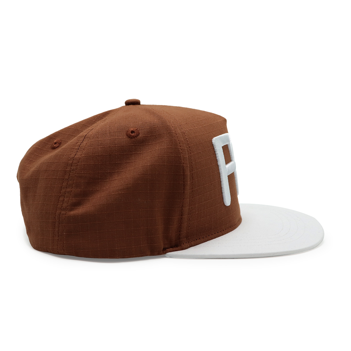 Brown & White FW 3D Embroidered Flat Brim Snapback Hat