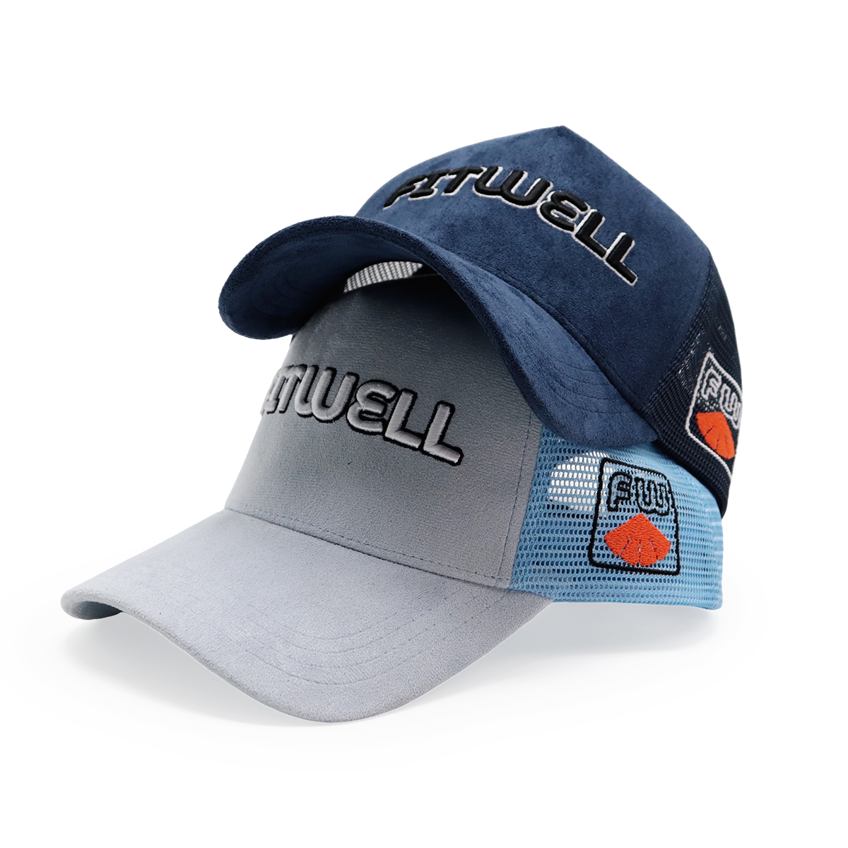 FITWELL 3D Embroidered Suede Mesh Trucker Cap – Multi-color Snapback Hat