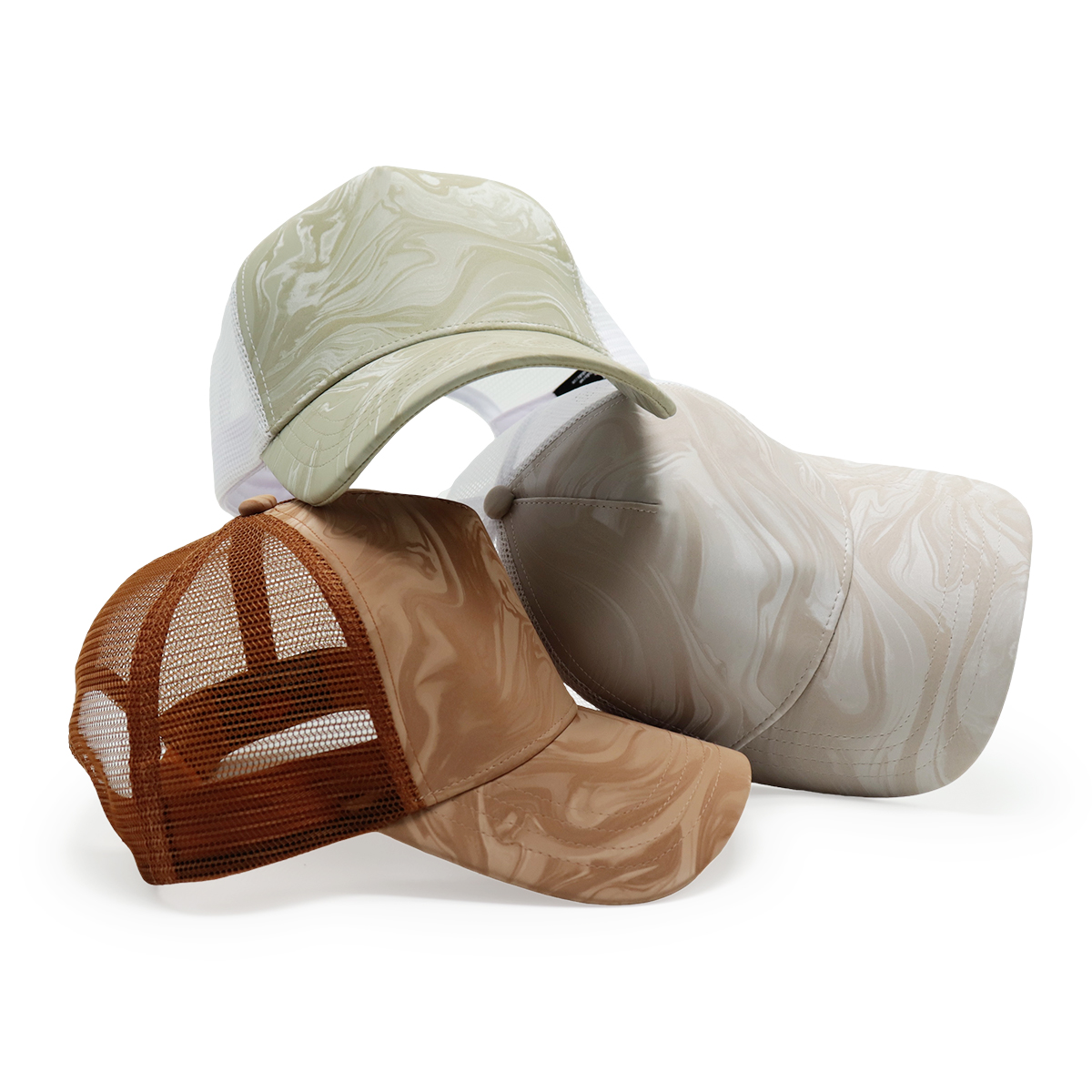 Fitwell Water Ripple Glossy Trucker Cap, Minimalist Mesh Hat, Custom Shiny Effect Outdoor Cap
