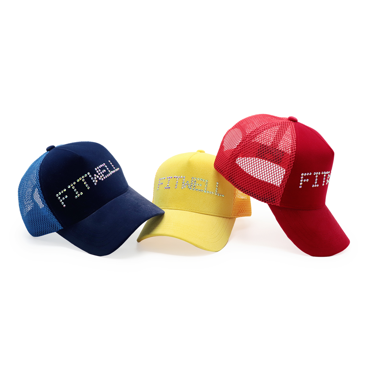 FITWELL Rhinestone Mesh Trucker Cap – Bling Crystal Letter Snapback Hat