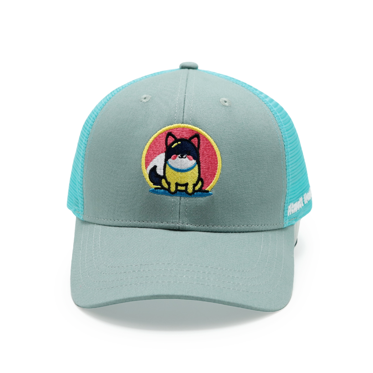 Cute Cartoon Dog Embroidery Mesh Trucker Hat for Adults and Kids
