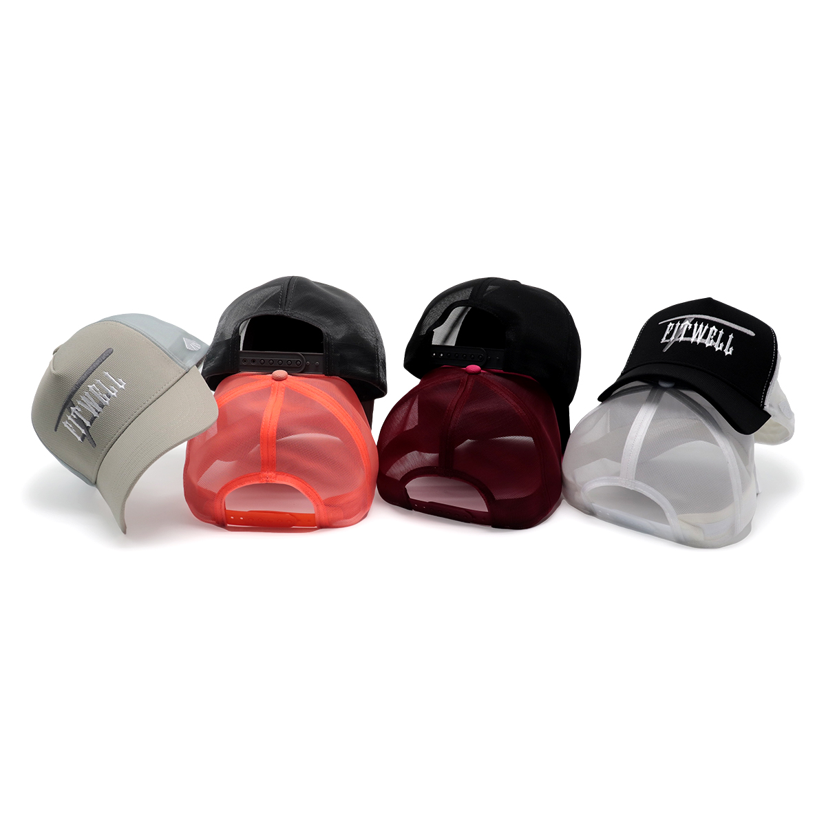FITWELL Multi-Color Trucker Cap Collection – Embroidered Mesh Snapback Hats