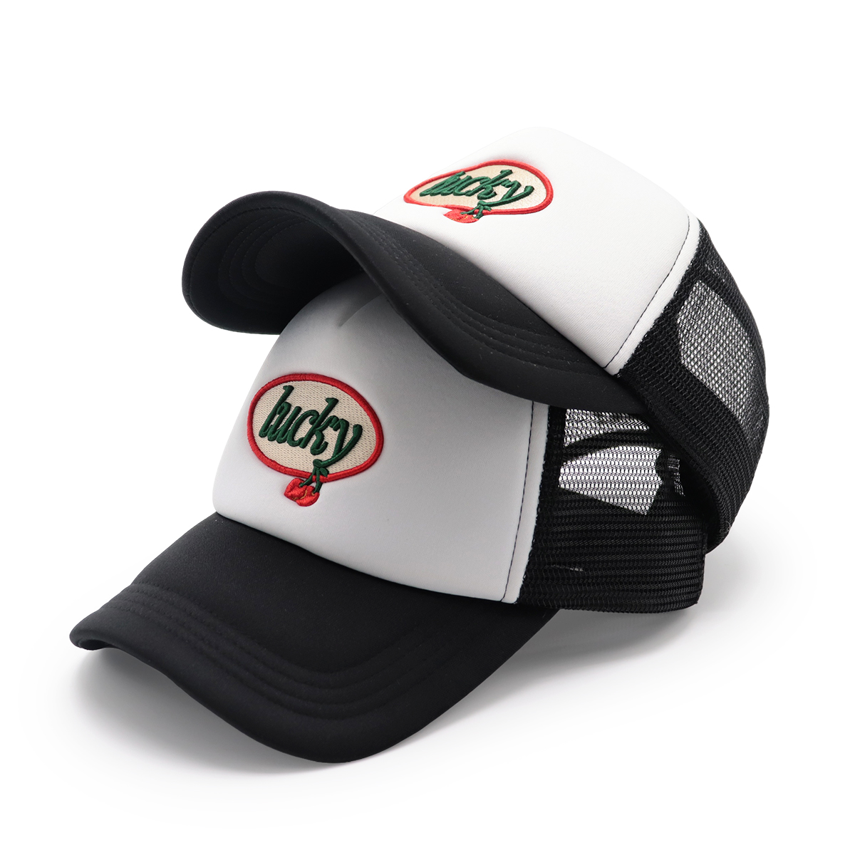 5 Panel Foam Mesh Back Trucker Cap &quotLucky