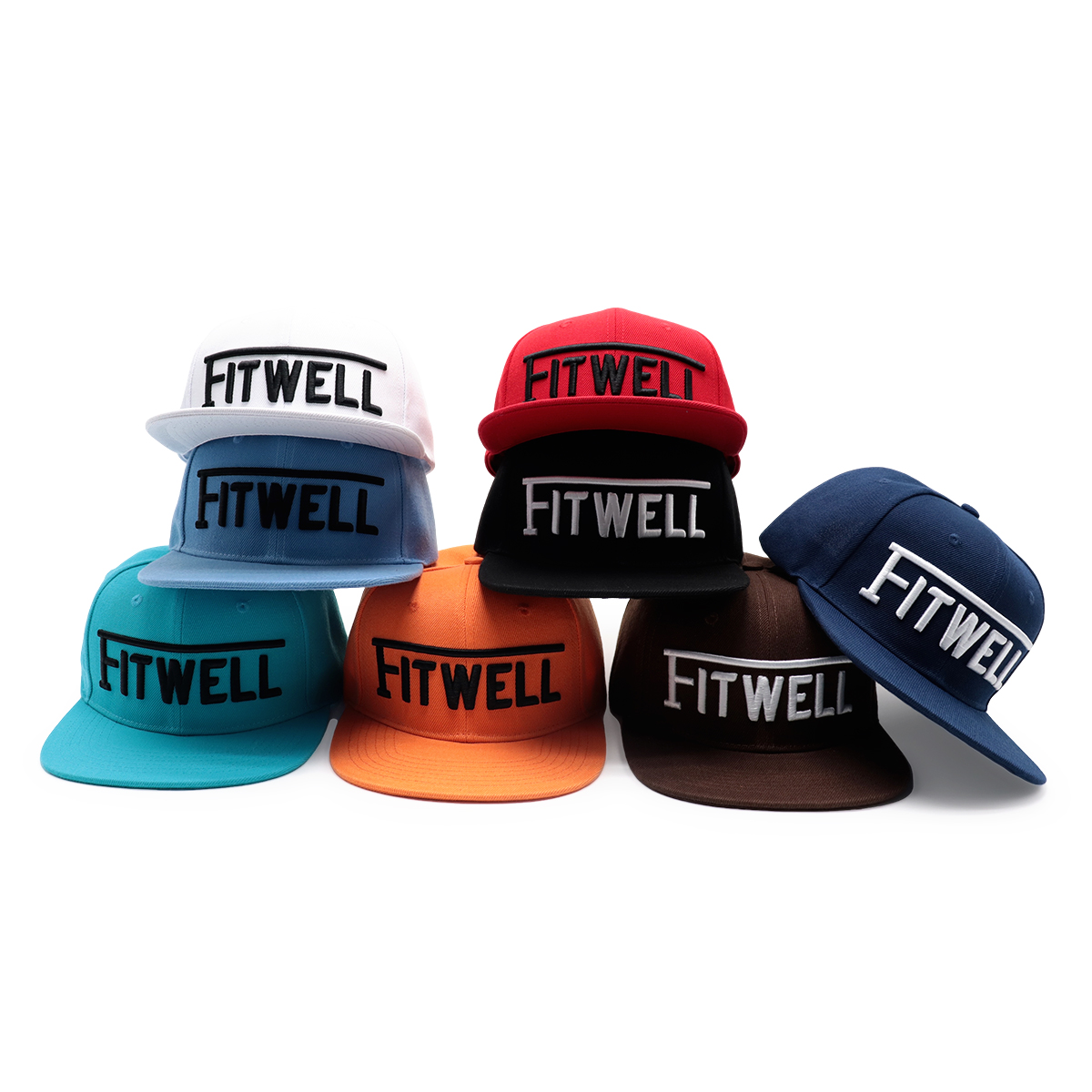 FTWELL 3D Embroidered Flat Brim Snapback Cap – Unisex Adjustable Street Hat