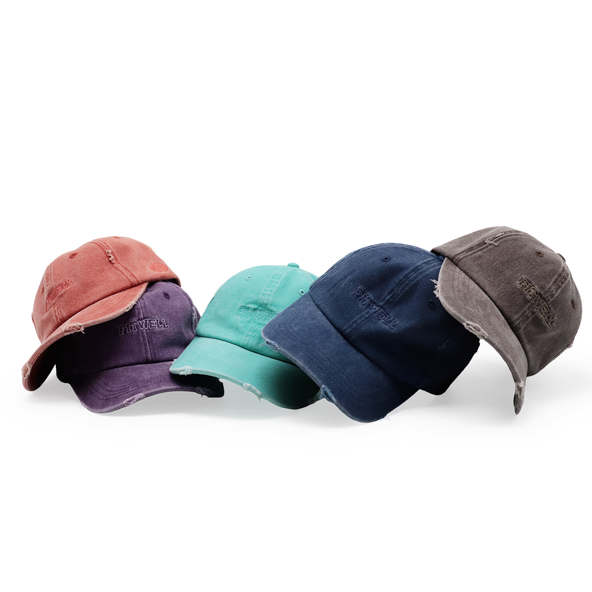 FITWELL Vintage Washed Baseball Cap | Unisex Adjustable Dad Hat in Multiple Colors