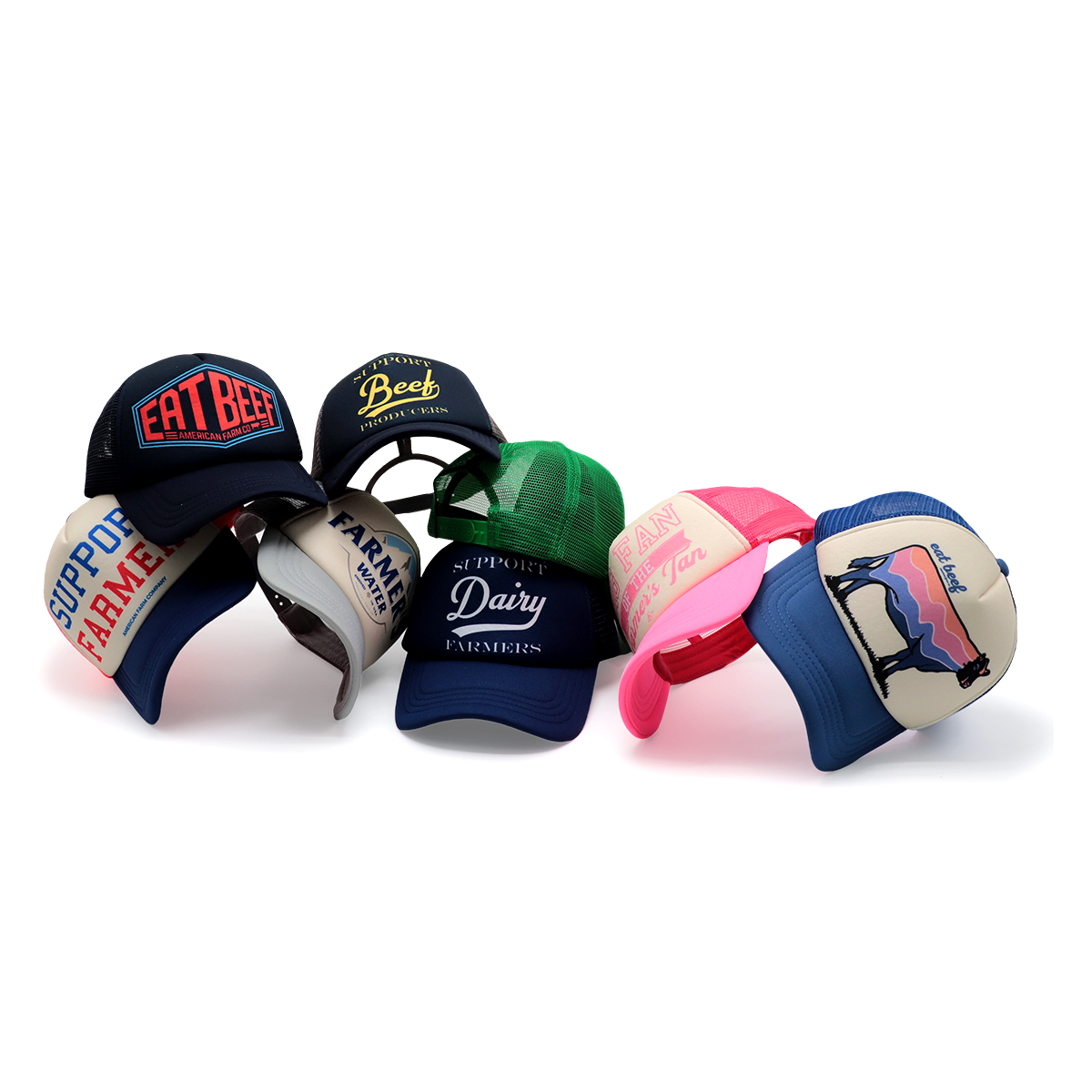 Support Dairy Farmers Foam Print Trucker Cap Adjustable Mesh Baseball Hat for Men and Women