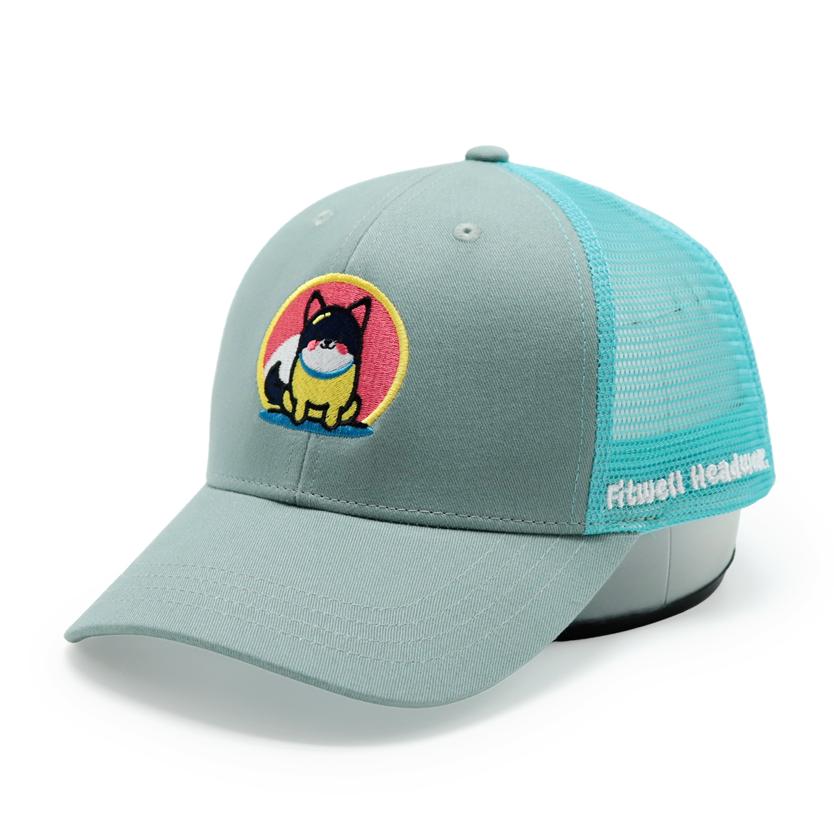 Cute Cartoon Dog Embroidery Mesh Trucker Hat for Adults and Kids