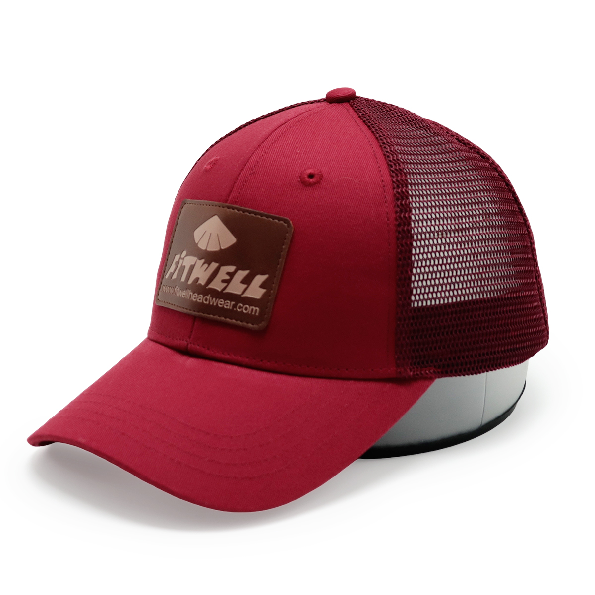 Fitwell Leather Patch Mesh Trucker Hat | Classic Unisex Baseball Cap