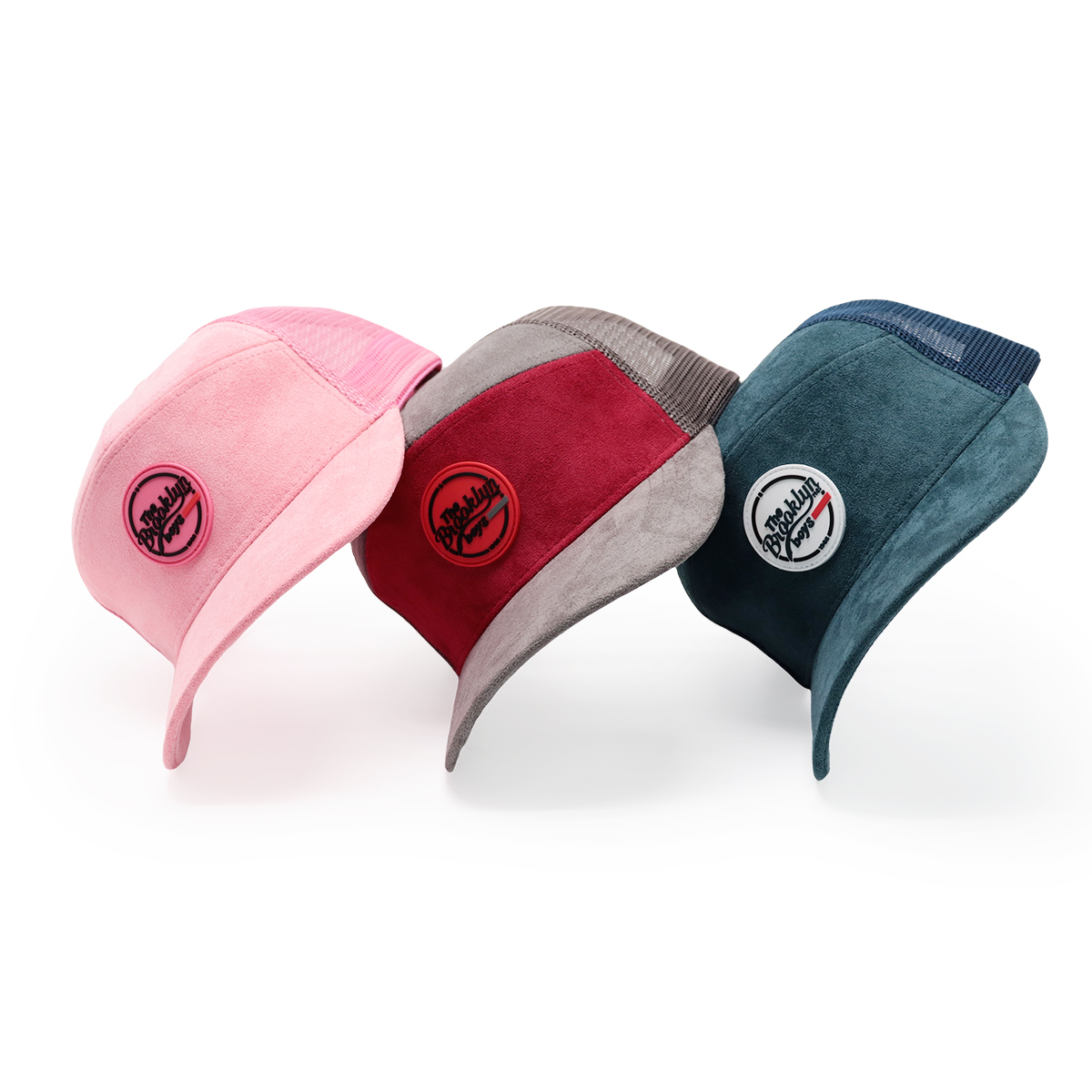 Vintage Brooklyn Patch Trucker Caps, Suede & Polyester Mesh Snapback Hats, Adjustable Unisex