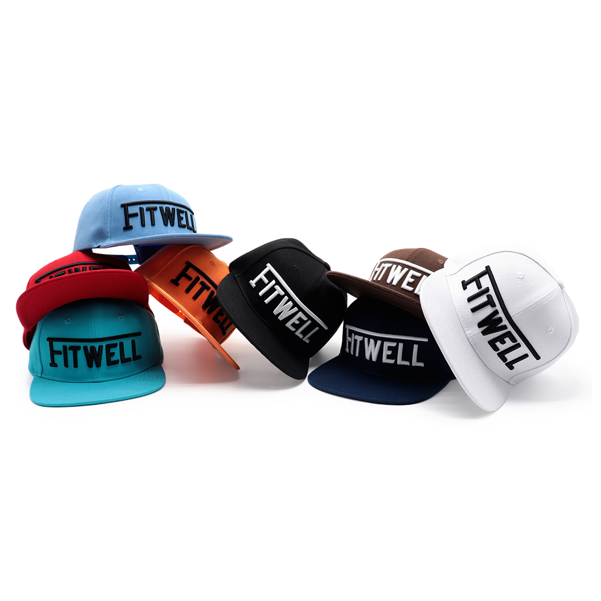 FTWELL 3D Embroidered Flat Brim Snapback Cap – Unisex Adjustable Street Hat