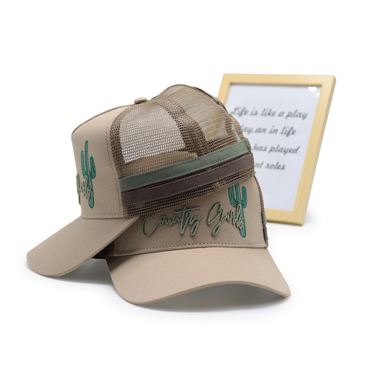 Design Your Own Logo Foam Mesh Back Caps - 5 Panel Custom Trucker Hat with 3D Puff Embroidery & Rope Detail
