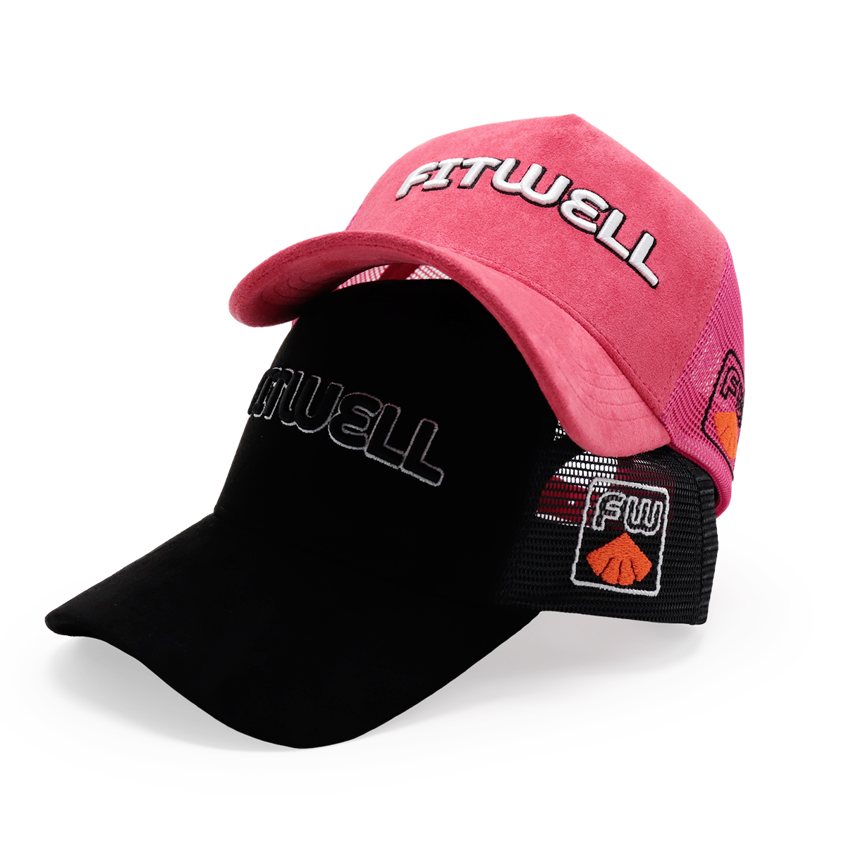 FITWELL 3D Embroidered Suede Mesh Trucker Cap – Multi-color Snapback Hat