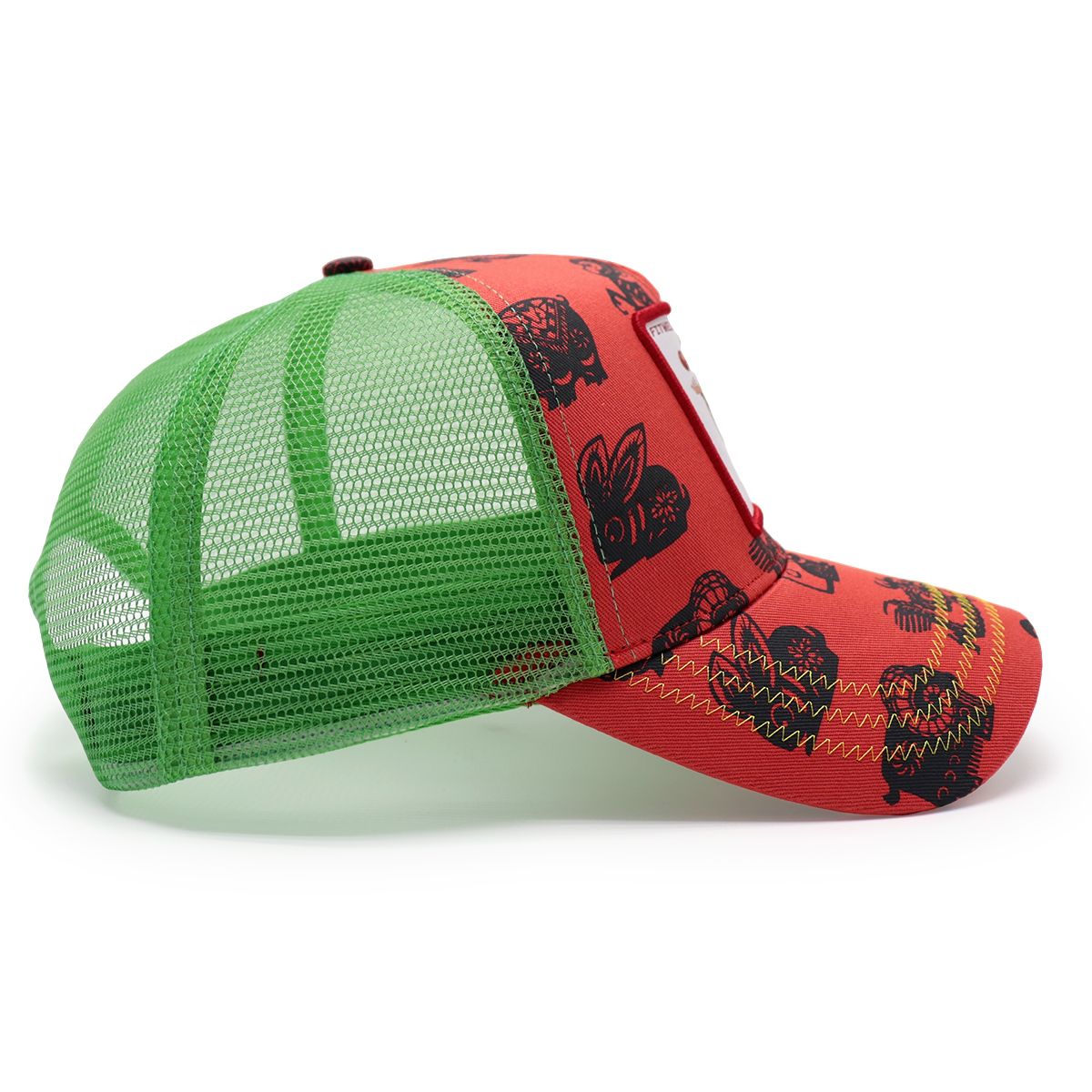 Fitwell Cartoon Monkey Print Trucker Cap Color Block Adjustable Mesh Baseball Hat for Men and Women