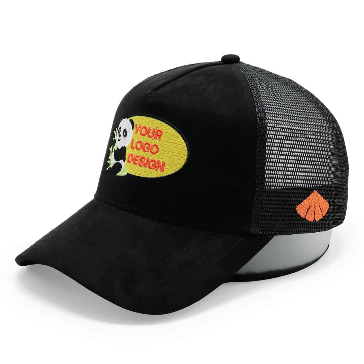 Custom Logo Trucker Caps – Multi-Color Mesh Back Snapback Hat with Panda Patch